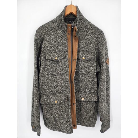 Eddie Bauer Black Gray Heathered Knit Jacket Men’s Size Medium - Picture 8 of 13